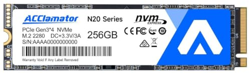 256GB NVMe PCIe M.2 2280 Internal SSD Acclamator N20 High Performance Solid State Drive with Laptop & PC Desktop Read Up to 2000MB/s