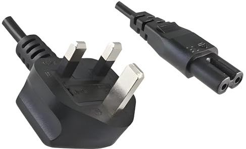 DINIC Stromkabel, Netzkabel für UK, England Typ G auf C7 Euro-8, 1,80m Schwarz