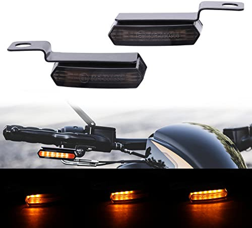 JMTBNO 2x Motorrad LED Blinker, Sequentiell Flowing Mini Blinker für Motorrad Lenkerbefestigung 8mm E Geprüft Universal für Street Bike Cruiser Chopper Cafe Racer Roller E-scooter Quad ATV Trike