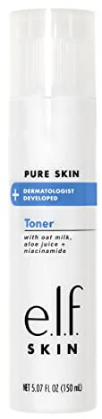 e.l.f. Pure Skin Toner, Gentle, Soothing & Exfoliating Daily Toner For A Smoother-Looking Complexion, Made With Oat Milk, Aloe Juice & Niacinamide, 6 oz