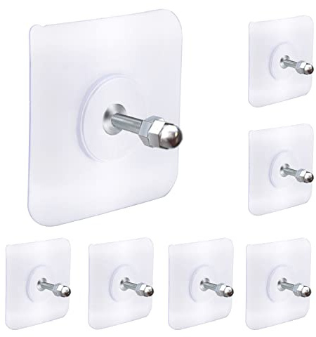 AIERSA Screw Free Sticker,Adhesive Hooks Heavy Duty,Wall Hooks for Hanging,Seamless Screws for Wall Mount,2 in 1 Reusable for Kitchen,Bathroom,Home,Office(7 Pcs, 16mm)