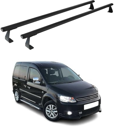 OMAC Heavy Duty Dachträger Querträger kompatibel mit VW Caddy III 2003-2015 Pre-FL – 2 Stangen – Aluminium Schwarz
