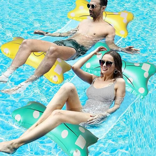 KOIROI Luftmadrass pool, 2 stycken poolleksaker vattenhängmatta vuxna, 4 i 1 uppblåsbar pool leksak vattenleksak vatten hängmatta luftmadrass för vuxna/barn