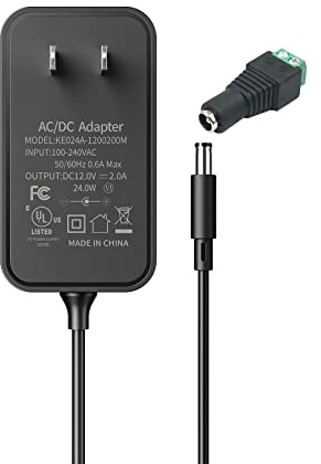 Alimentatore USA 12V 2A, adattatore di alimentazione 24W trasformatore da presa a muro da 100-240V CA a 12V CC con connettore jack CC da 5,5mm x 2,1mm for strisce luminose a LED ( Color : Wiring )