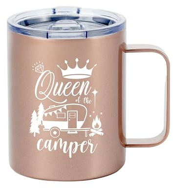 Onebttl Camper Mug Gifts, RV Gifts for Women, Queen of the Camper Accessories for Inside, for Motorhome Trailer Van Life, Camping Stainless Steel Insulated 350ml/12oz