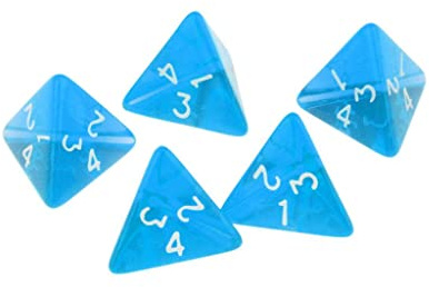Tiuimk 5 Stück 4-seitige Würfel blau für TRPG-Spieleliebhaber