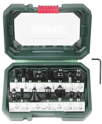 BAIDETS Pro 15tlg. Fräser Set für Holz - Hartmetall Fräsersatz, Zubehör Oberfräsen mit 8mm Schaft.