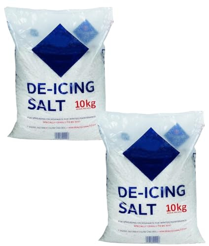 20KG White De-Icing Rock Salt - Powerful Snow and Ice Remover for Roads, Paths, and Driveways - Cleaner Alternative to Grit