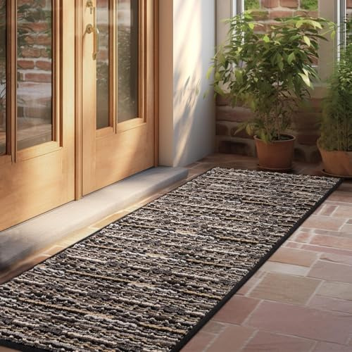 Biscpro Fußmatte Schmutzfangmatte Innen,Rutschfeste Waschbar Fussmatte,Sauberlaufmatte Teppich für Eingangsbereich,Haustür,Patio,Flur,Garten-55x150cm