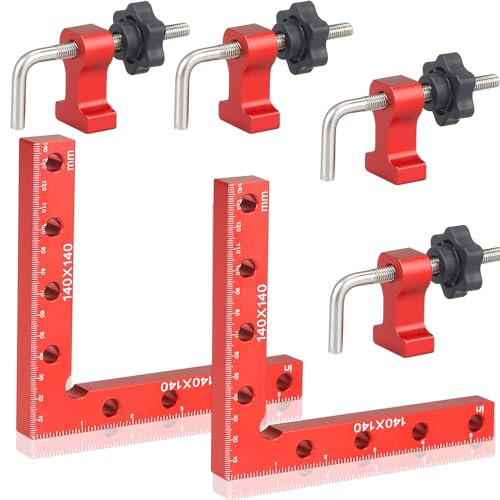 Abrazadera de 90 Grados - Ángulo Recto Tipo L,Cuadrados de Posicionamiento de 90 Grados,Escuadra Posicionamiento Para Armarios,Marcos,Cajones(140 mm/5,5 )