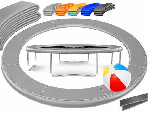 KESSER® - Couverture de Bord pour Trampoline Ø 366 cm, 30cm de Large 100% résistant aux UV indéchirable Couverture à Ressorts avec Ballon de Plage Gris Clair