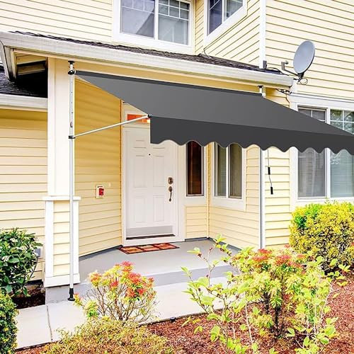 PTLYE Einziehbare Markise, Klammer markise mit Handkurbel Balkon, Balkon markise ohne Bohren, Markise UV-beständig und höhen verstellbar, wasserdicht, Terrassen überdachung, einfache Montage-A||2M