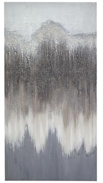Romimex Ölbild, Weiß, Beige, Grau, Leinwand, abstrakt, 60 x 120 x 4 cm, Marke EAN: 8435700807604