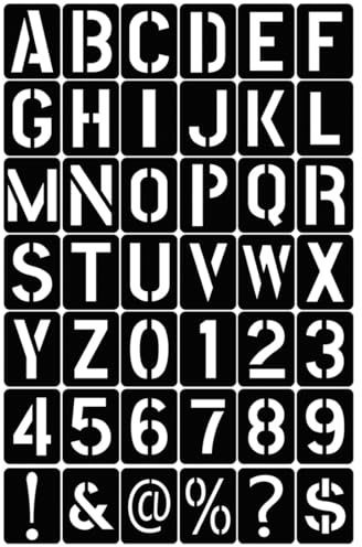 QIBZI Zeichen- & Typografiezubehör Wiederverwendbare Alphabet-Malvorlagen, alphanumerische Schriftarten-Vorlagen für Buchstaben und Zahlen (42er-Set)