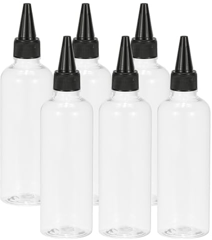 PATIKIL Plastic Applicator Bottle, 6 Pcs 3.4oz(100ml) Leak Proof Refillable Empty Dispenser Container Squeeze Bottle with Twist Top Cap for Hair Ink Liquid Sauces, Clear