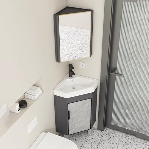 AYHARYLH Mobile Bagno Lavabo Angolare Lavabo in Ceramica,Mobile Bagno con Lavabo da Appoggio, Mobile da Bagno con Rubinetto E Scarico,Piccolo Lavamano per WC Ospiti