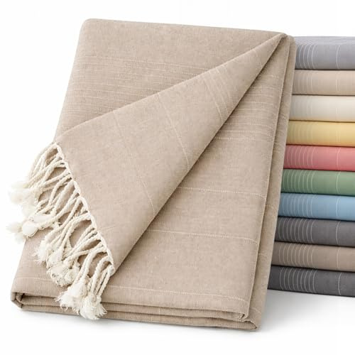 ECOMMERC3 | Foulard multiuso dimensioni 130 x 180 cm sia che per letto, copriletto multiuso color beige, copriletto decorativo - Jarapa protettivo ed elegante leggero