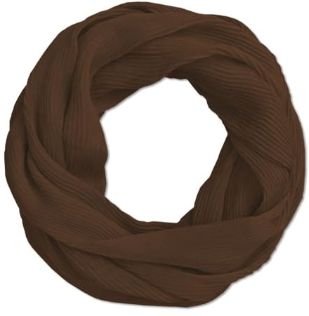 Soul-Cats Extra-leichter Plissee-Loopschal Trendfarben Damen luftiges Halstuch Frühling Sommer, Farbe:braun