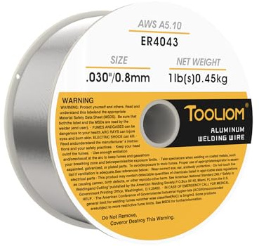 ER4043-030 Flux Core Welding Wire MIG Aluminum Welding Wire - 1lb Spool | Ideal for 3003/5052/6061 alloys, bright finish, consistent arc