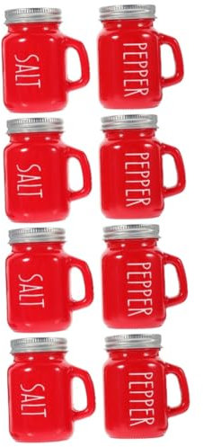 PRETYZOOM 4 Juegos Botella De Especias De Vidrio Botella De Almacenamiento De Condimentos Botella De Almacenamiento De Especias Bote De Sal Con Tapa Sal Pimienta Saleros Rojo 2 Piezas * 4