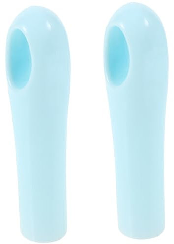 DEARMAMY Plastic Broom Handle Grips Convenient for Storage 2pcs with Hangable Design Replacement Mop Stick and Dustpan Rod Ends in Blue for Household Cleaning Tools