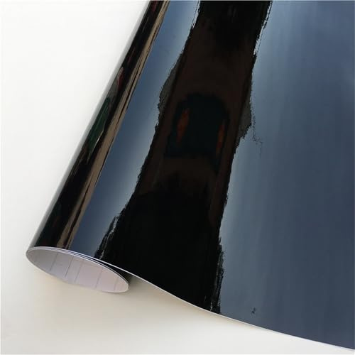 Autofolie,Carbon Folie Glänzend Piano schwarz Vinyl wrap filmaufkleber glänzend schwarz Selbstklebende Vinyl Blase Free Console Computer Laptop Haut(152X40 cm)