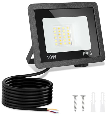 Monucep LED Strahler Außen 10W, Dimmbar LED Fluter 3000K/4000K/6500K, Led Scheinwerfer, IP65 Wasserfest Aussenstrahler für Hell Garten Hof Türen Rasen Garage [Energieklasse E]