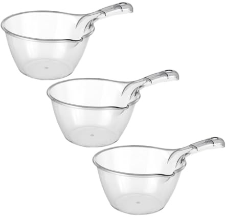 ROMISBABA Mestolo Per Annaffiare Le Piante Grande in Plastica Spessa Manico Lungo Antischizzo Per Cucina, Bagno e Giardinaggio – Set Da 3 Pezzi Grigio