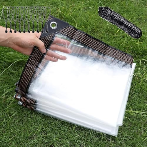 Telone trasparente resistente, 5,8 x 8,8 m, impermeabile, resistente ai raggi UV, resistente agli strappi e al freddo, per serra, balcone, giardino, patio, veranda e campeggio all'aperto