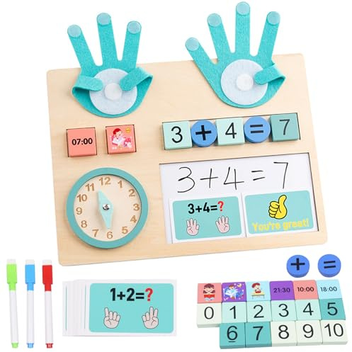Hendpock Montessori Spielzeug, Holzspielzeug Fingerzählmathe, Montessori Spielzeug Lernspiel, Pädagogisches Lernspielzeug, Mathe Zählspielzeug Holz, Zählen Lernen