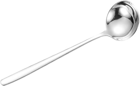 Cucchiaio in Acciaio Inox 304, Grande, Manico, Argento
