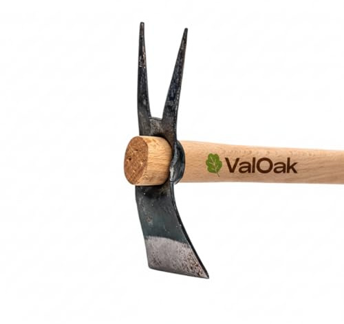 Valoak Mini Zappino Sarchiolla Bidente da Giardinaggio | Manico in Legno di Faggio da 47 cm | Lama in Acciaio da 20 cm | Made in Italy