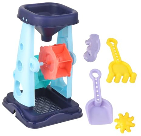 BESTonZON Juego de Juguetes de Playa con Rueda de Arena para Niños | Kit de Arenero con Pala y Moldes para Piscina Actividades al Aire Libre Regalo de Verano Infantil 5 Piezas