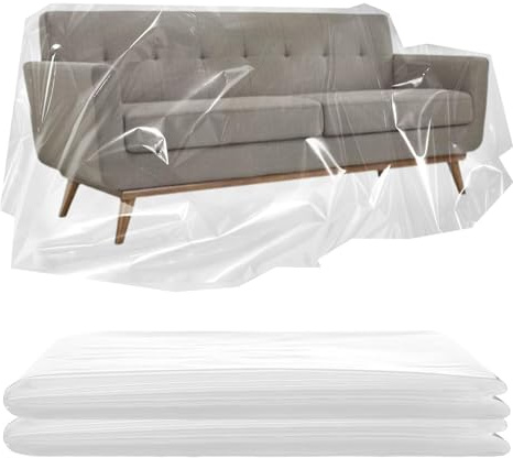 2 stycken 240 x 240 cm möbelöverdrag i plast, genomskinligt dammfritt överdrag, vattentätt sofföverdrag, extra stort slitstarkt överdrag, skydd för film, film och mobilförvaring