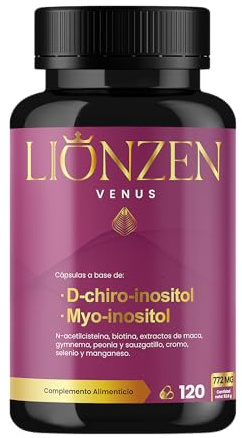Inositol Myo & D-Chiro + NAC +17 Ingredientes para Mujer | Myo Inositol para Apoyo hormonal, metabólico y PCOS/SOP | Biotina, Vitex, Maca, Peonia, Gymnema, Zinc, Cromo y Vitaminas | Lionzen Venus