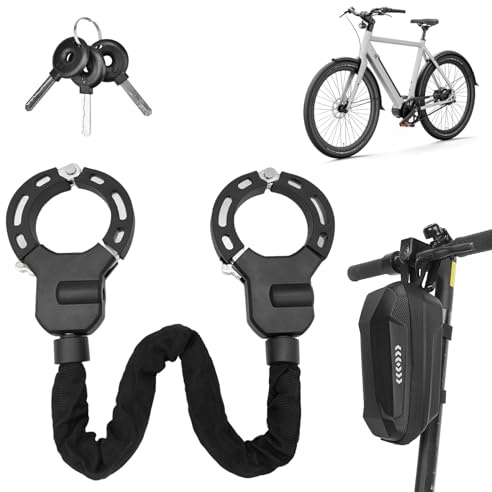 MFUSUL Lucchetto Monopattino Elettrico, Lucchetto Monopattino con 3 Chiave e Borsa Impermeabile, Catena Bicicletta Antifurt, Accessori Monopattino Elettrico per Scooter, Bicicletta, Quad, Moto