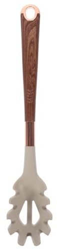 SHINEOFI Tenedor de Pasta de Silicona para Espaguetis, Resistente y Flexible, Color Caqui, Filtro para Fideos, Utensilio de Cocina para Escurrir Pasta Fácilmente, Adecuado para Uso