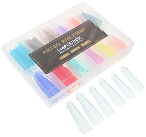 Zerodeko Kit D'extension D'ongles en Plastique 144 Pièces, Pointes D'ongles Carrées et Cercueil, Application Polyvalente sans Papier pour Salon ou Manucure DIY la Maison