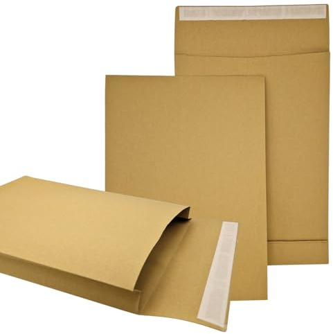 OVEPA Faltentaschen B4 250x353 mm mit 40 mm Falte – braune Versandtaschen mit Haftklebeverschluss – ideal für Maxibriefe, Warensendungen & DHL-Kleinpakete (50, B4: 353x250x40mm)