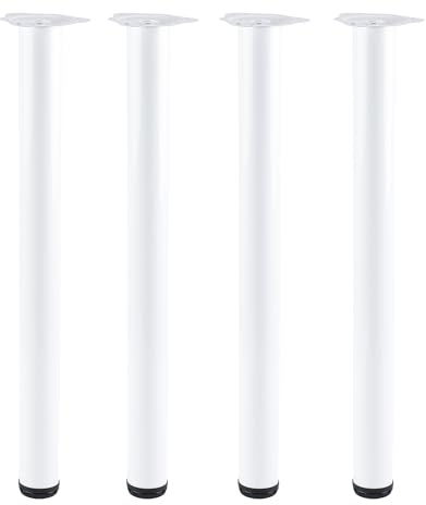 highdecora Adjustable DIY Furniture Legs, 72.5cm, Heavy Duty Metal Table Legs, 4 Pieces, Height Adjustable Support Feet for Tables and Furniture (White)