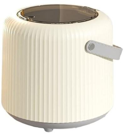 LiQENT-149 poubelle de cuisine Petite poubelle de bureau avec couvercle type presse, corbeille à papier ronde seau intérieur et poignée for table basse, nuit, dessus meuble-lavabo(Cream White)