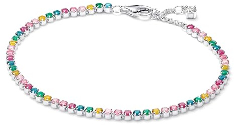 PANDORA Timeless Regenbogen Tennisarmband aus Sterling Silber mit Zirkonia und künstlichem Kristall, Kompatibel Moments, Größe: 20cm, 593927C03-20