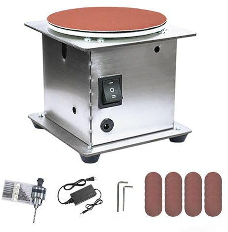 Mini levigatrice a disco da banco - Lucidatrice elettrica da 200 W - Velocità regolabile da 1 a 6000 giri/min - con funzione avanti e indietro - per levigatura a forbice per legno, metallo
