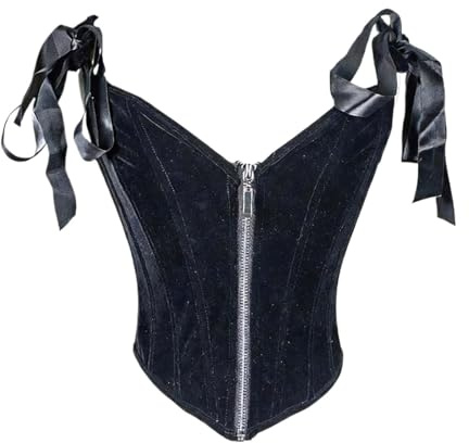 HUWOYG Damkorsett, bustier över bröstet, snörning, utan ben, formande toppar, vintageliv med dragkedja för fitnessträning, color1, L