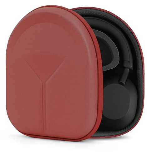 Geekria Shield Headphones Case Compatible with Sony WH-XB910N, WH-CH720N, WH-1000XM5, WH-1000XM4, WH-ULT900N, Replacement Hard Shell Travel Carrying Bag with Cable Storage (Red)