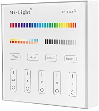 lighteu®, Miboxer 2.4GHz T4 Wand-Berührungs-Fernschalter für 4-Zone RGB/RGBCCT LED-Lichter arbeitet mit Miboxer, EasyBulb, etc. Futt4