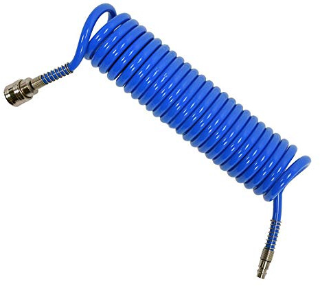 Druckluft Spiralschlauch Pressluftschlauch Polyurethan PU mit 1/4' Schnellkupplung 5m bis 15m innenØ: 5,5mm bis Ø8mm, Abmessung:5m innen Ø8mm außen Ø12mm