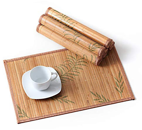 LOVECASA, Bamboo Placemat 6 Pcs, Washable Placemats, Non-Slip, Heat Resistant Table Mat