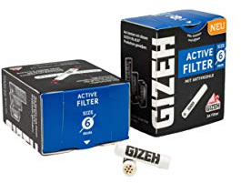 Gizeh ACTIV Filter Slim 2x34er Ø 6 mm - 68 Stk Aktivkohlefilter - Joint Tips - Schadstoffarmer Rauchen