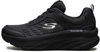 Skechers Zapatillas D'lux Walker Infinite Motion para mujer, Borde de malla de cuero negro, 39 EU